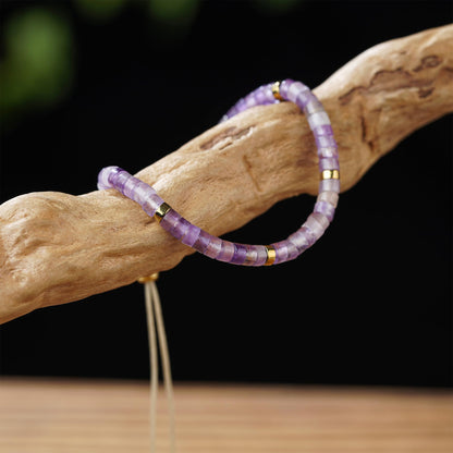 Plumiss Inspirational Gifts Bracelets for Women, Boho Handmade Natural Amethyst Stone Purple Beaded Bracelets, Life is Tough But So are You Bracelet