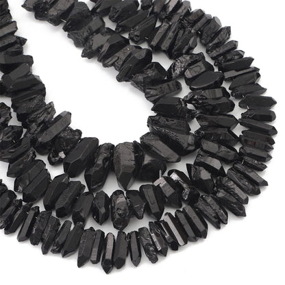 BEADIA Black Titanium Coated Crystal Quartz Spike Point Stick Beads Rough 1.0"-1.5" for Jewelry Making 15 Inch/Strand