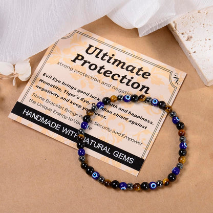 MASSIVE BEADS Ultimate Protection - Stone of Strongest Protect - Handmade Yoga Stretch Elastic Bracelet Natural Stone Crystal Healing Power Energy Gifts for Unisex Adult 4mm