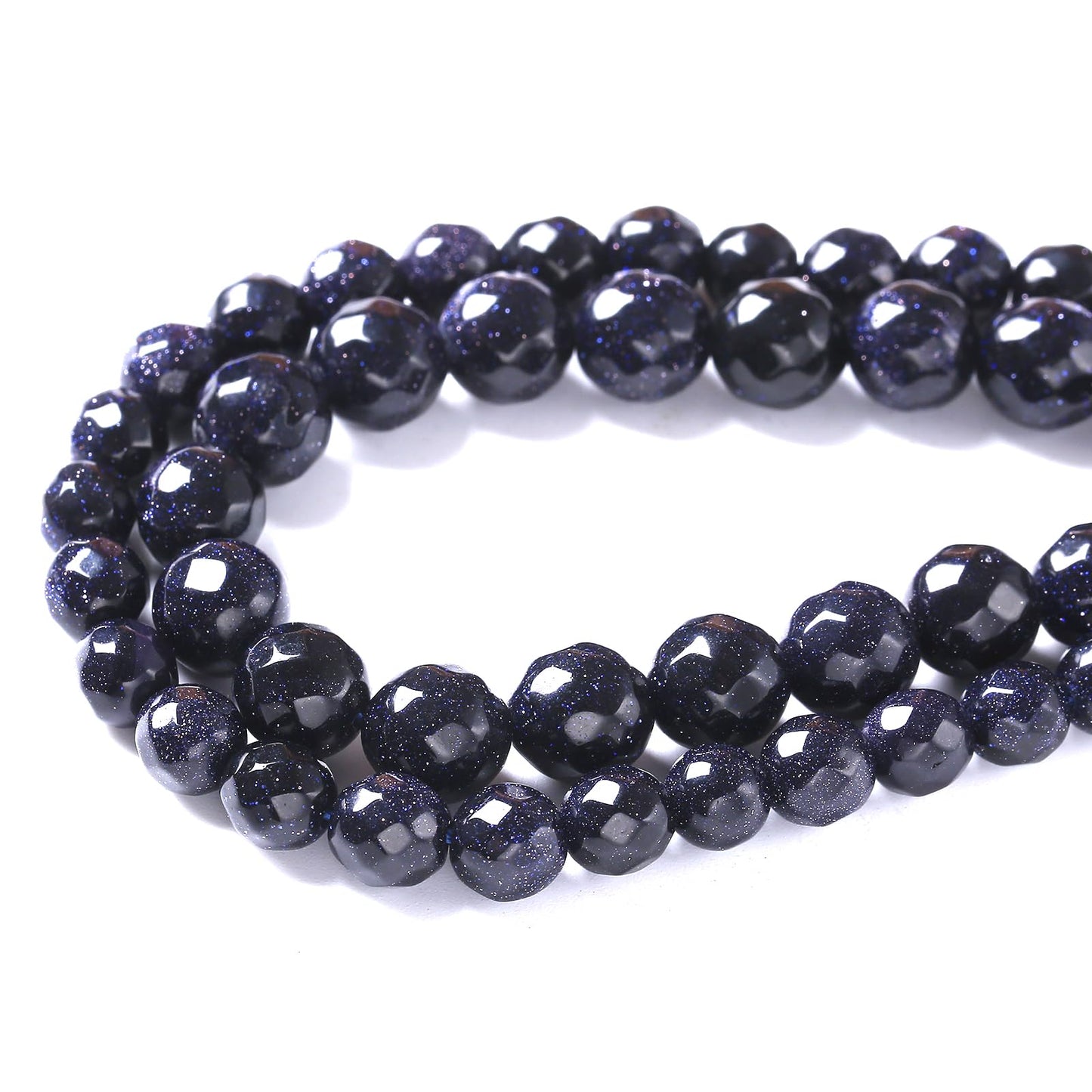 8mm 45pcs Natural Blue Sandstone Faceted Stone Beads for Jewelry Making DIY Bracelet Necklace Accessories 15" Energy Healing Power Stone Beads (Faceted Blue Sandstone, 8mm)