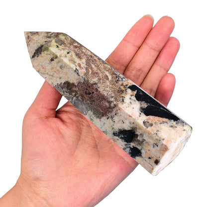 AMOYSTONE Large Healing Crystal Wand Obelisk 6 Faceted Reiki Tower Chakra Meditation Therapy Black Tourmaline 0.6-1.1 LBS