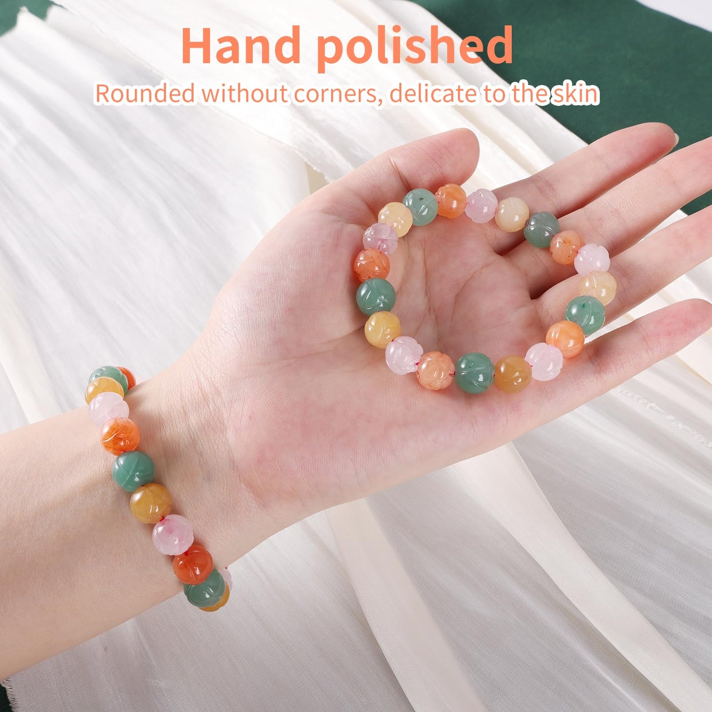 Handmade Natural Jade Beaded Bracelet for Women & Men – Genuine Green/White Jade Gemstone Stretch Bracelet – Lucky Energy Healing Jewelry Gift for Peace, Prosperity & Protection ST-05