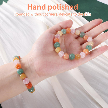 Handmade Natural Jade Beaded Bracelet for Women & Men – Genuine Green/White Jade Gemstone Stretch Bracelet – Lucky Energy Healing Jewelry Gift for Peace, Prosperity & Protection ST-05