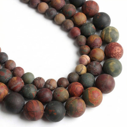 Yochus 48pcs Natural Matte Picasso Jasper Gemstone Beads，8mm Frosted Round Loose Stone Beads for Jewelry Making Earring Bracelet Necklace DIY Crafts
