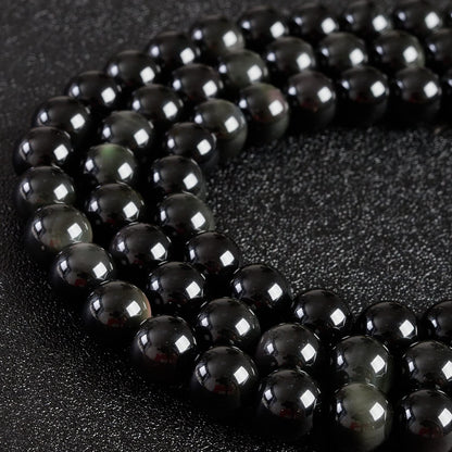 35pcs 10mm Natural Rainbow Obsidian Beads Gemstone Beads Round Loose Beads for Jewelry Making