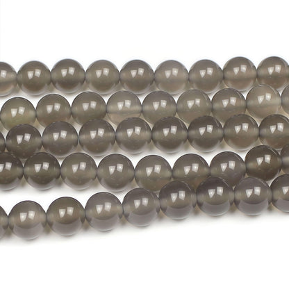 MJDCB 7A Natural Grey Agate Gemstone Round Stone Beads for Jewelry Making DIY Bracelet Necklace (6mm)