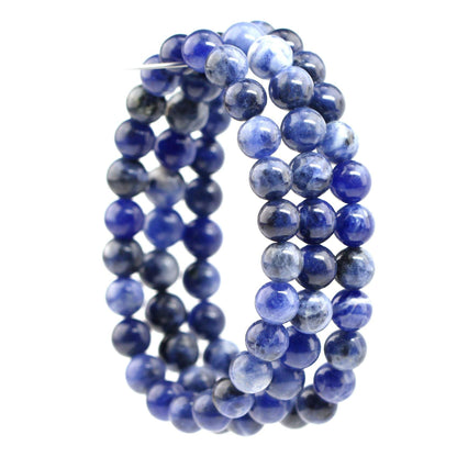 Clearain Natural Gemstones Bracelet 8mm Chakra Round Beads Energy Power Crystal Reiki Healing Elastic Stretch 7 Inch for Women Men Unisex(Sodalite)