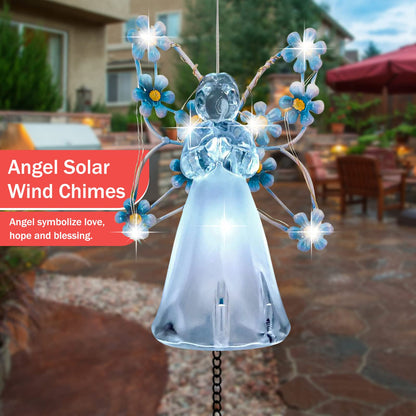Solar Angel Wind Chimes - Outdoor Garden Decoration, Waterproof Solar Hanging Wind Chimes Lights for Garden, Window, Gazebo, Patio, Gifts for Women (Blue)