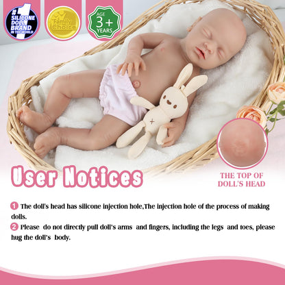 Vollence 18 inch Sleeping Silicone Baby Dolls Girl Weighted 6.56 lb,[NOT Vinyl],Silicone Full Body Reborn Lifelike Realistic Real Life Newborn Soft Babies Gift with Feeding Accessories for Kids Age 3+