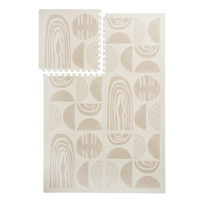 PopsyKosy Premium Baby Floor Play Mat - Extra Thick & Cushioned 1 inch Playroom Foam Mat, Non-Toxic Odorless - 6 Tiles - Spacious 6x4 ft. - Stylish & Large, Waterproof for Kids & Toddlers- Desert Sand