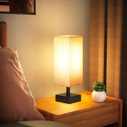 aooshine Small Table Lamp for Bedroom - Bedside Lamps for Nightstand, Minimalist Night Stand Light Lamp with Square Fabric Shade, Desk Reading Lamp for Kids Room Living Room Office Dorm