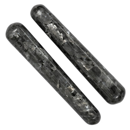 Amazing Gemstone Larvikite Crystal Wand Massage Stick - Pelvic Wand Gua Sha for Adults - Crystals and Healing Stones Massage Wands for Adults Gifts (Smooth)