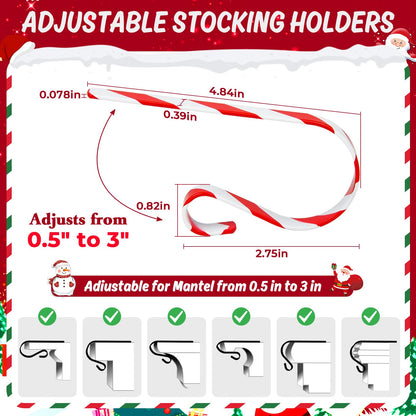 Stocking Holders for Mantle Set of 6, No-Slip Stocking Hangers for Mantel Multi-Use Christmas Stocking Holder Hooks for Fireplaces Mantle, Wreath, Hat, Gift Christmas Party Decorations