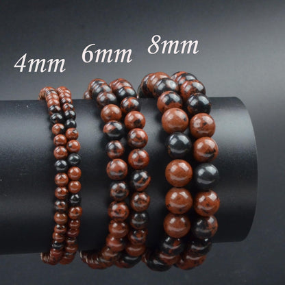 CHCCOYE 6mm Natural Healing Gemstone Bracelet Handmade Yoga Stretch Elastic Bracelet Stress Relief Crystal Jewelry for Men and Women (6mm,Mahogany Obsidian)