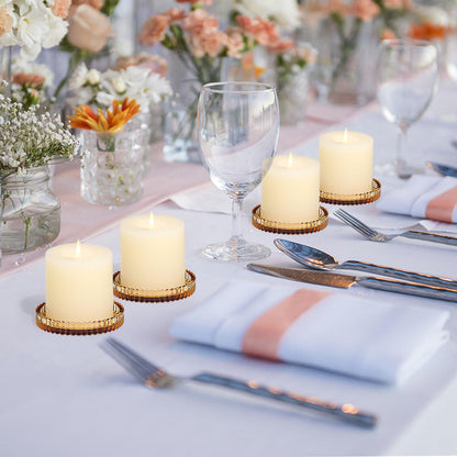 Vixdonos 3.8 Inch Glass Pillar Candle Holder Set Pack 2 Gear Round Plate Serrated Candle Stand for Table Centerpieces,Party, Wedding and Home Decor
