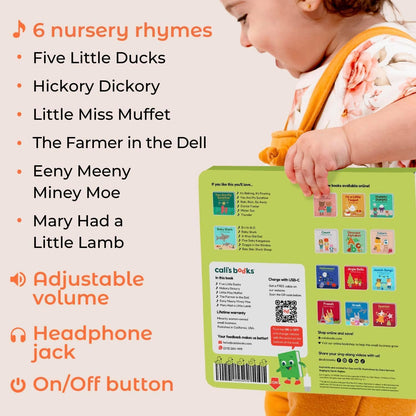 Cali's Books Five Little Ducks Nursery Rhymes Book for Toddlers - Sound Books for Toddlers 1-3, Headphone Jack, Musical Book with Sound Button and 6 Songs