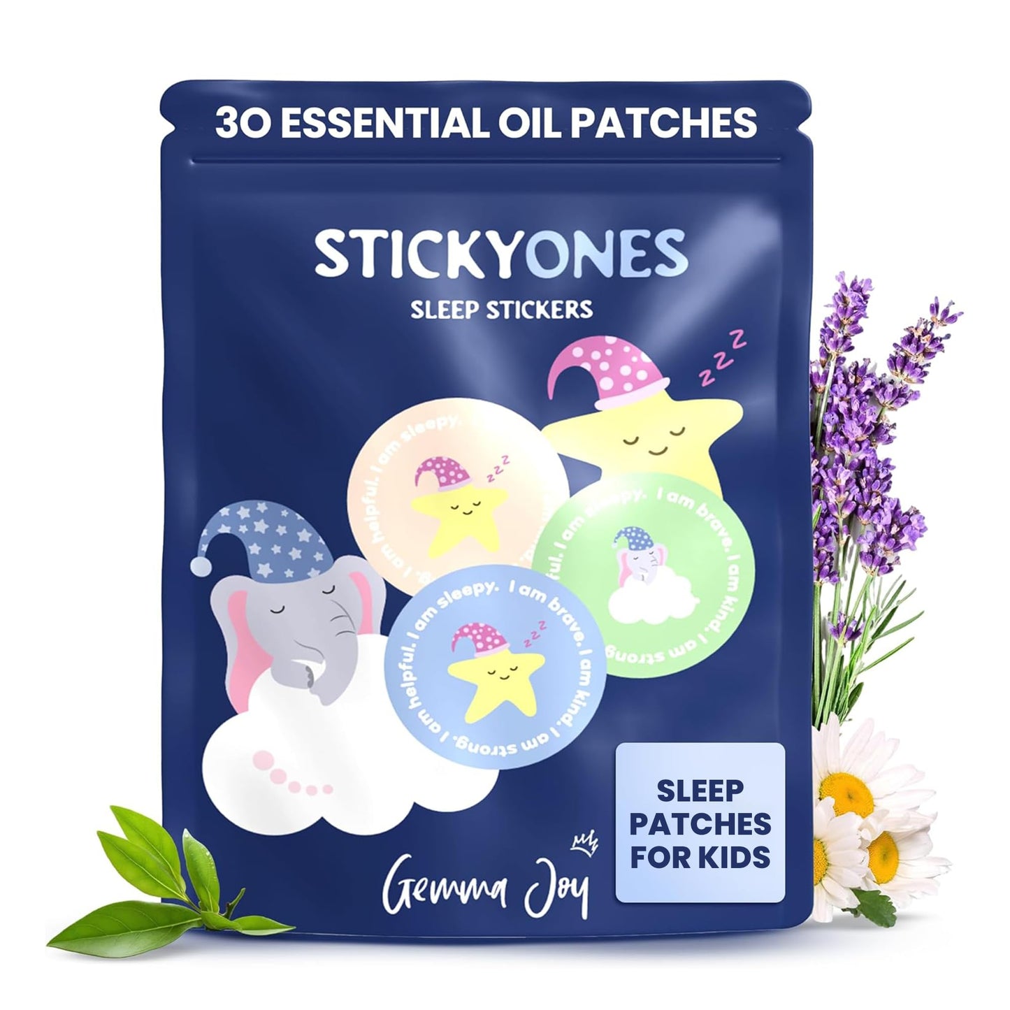 Gemma Joy Bedtime Baby Soothers & StickyOnes Sleep Patches - Cry Activated Heartbeat Bunny Plush Toy, Stuffed Animal with Calming Light & All-Natural, No Melatonin Bedtime Patches for Kids and Baby