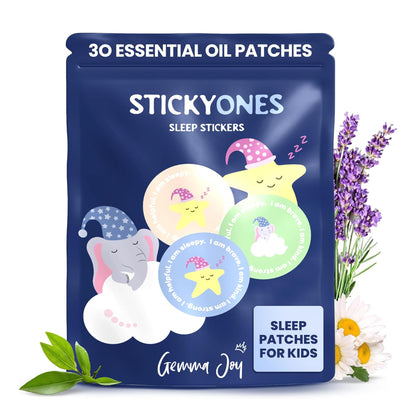 Gemma Joy Bedtime Baby Soothers & StickyOnes Sleep Patches - Cry Activated Heartbeat Bunny Plush Toy, Stuffed Animal with Calming Light & All-Natural, No Melatonin Bedtime Patches for Kids and Baby