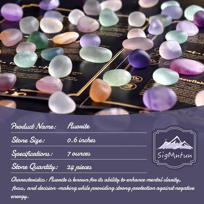 SigMntun Tumbled Stone Set Fluorite Crystals, Handpicked Tumbled Gemstones Rocks, Pebbles for Reiki, Chakra, Healing, Home Decor 0.6" Inches 7 Ounces