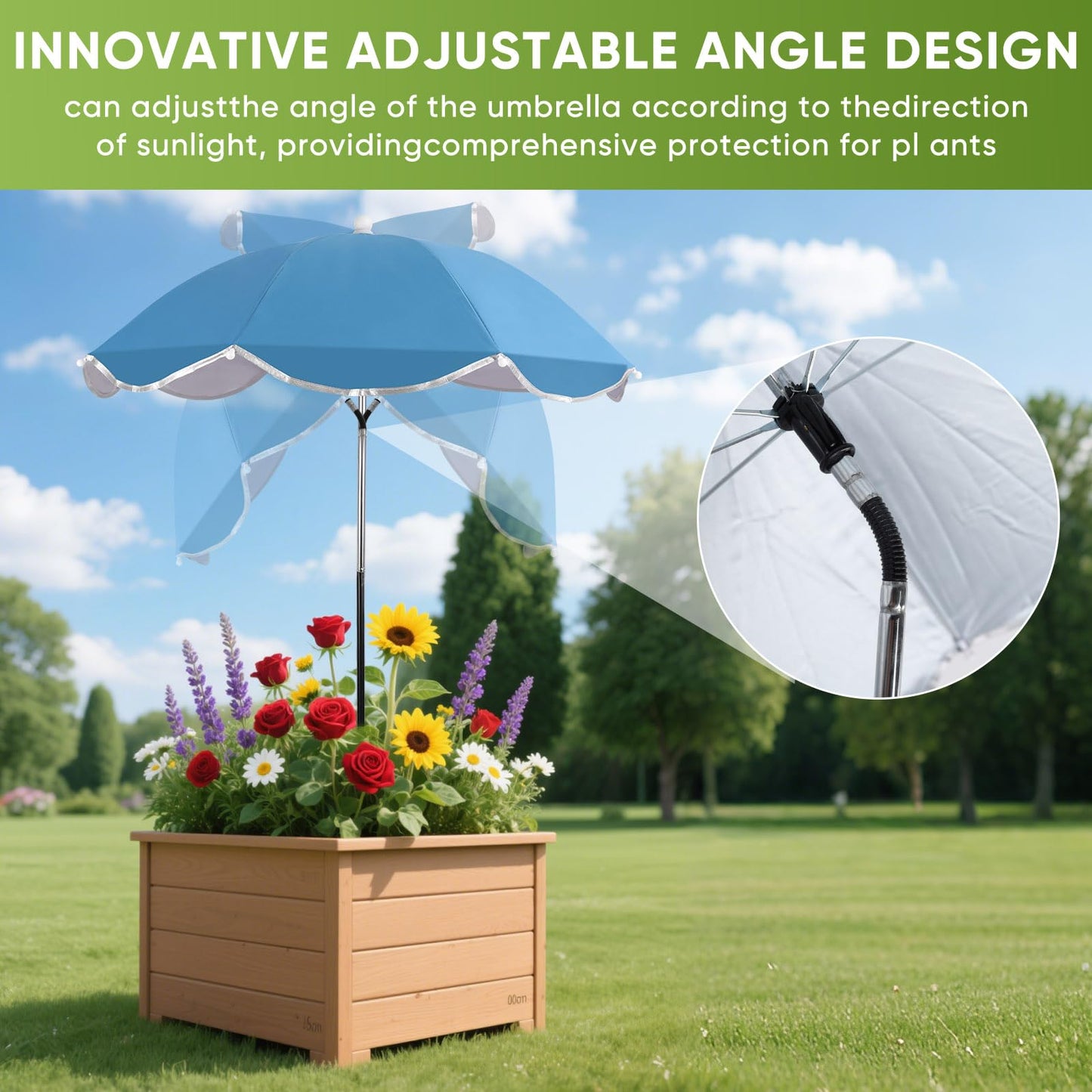 LCHUANG 4Pack Plant Umbrellas for Outdoor, 24inch Plant Shades for Outdoor with Durable 39.5'' High M-Shaped Plug for Stronger Wind Resistanc Flower, Potted, Garden Beds
