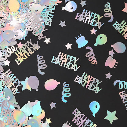 Vofrise Happy Birthday Confetti for Table Iridescent Balloon Star Shaped Table Scatter Suitable for Disco Themed Birthday/Anniversary Party Decorations