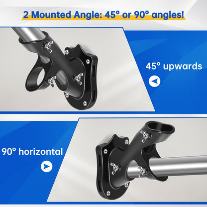 Anovo Flag Pole Kit- Upgraded Holder, Stainless Steel 5 FT Flag Poles with1 Inch Metal 360° Rotating Flag Pole Rings Two-Position Flag Pole Bracket Mounting for Outside House Porch (5 FT-Black)