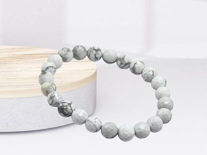 Amazing Gemstone Howlite Bracelet for Women - Chakra Mens Bracelet Protection Crystals and Healing Stones - Blessing Bracelet Spiritual Meditation Gift Christmas Stocking Stuffers
