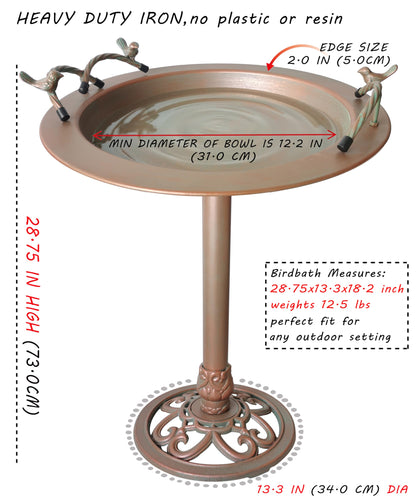 BSTGIFTS Metal Bird Bath - Iron Birdbath 28.5" H, Bird Bath for Water Fountain, Bird Feeder Bowl for Yard Patio Lawn Decor (Fountain Pump not Included)