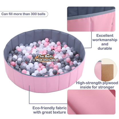 4 feet Ball Pit for Kids/Baby Play Yard/Baby Playpen/Fence for Baby, Holds Over 1000 Balls, Folding Portable, No Need Inflate, More Than 12 Sq.ft Play Space