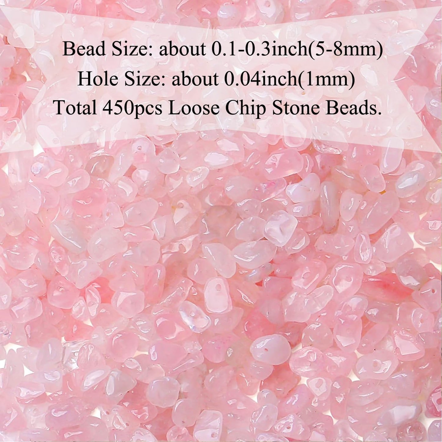 Natural Chip Stone Beads 450pcs Rose Quartz Chips 5-8mm Genuine Real Irregular Healing Crystal Rocks Hole Drilled DIY Loose Gemstone Beads for Jewelry Making Bracelet Earrings Necklace Crafting