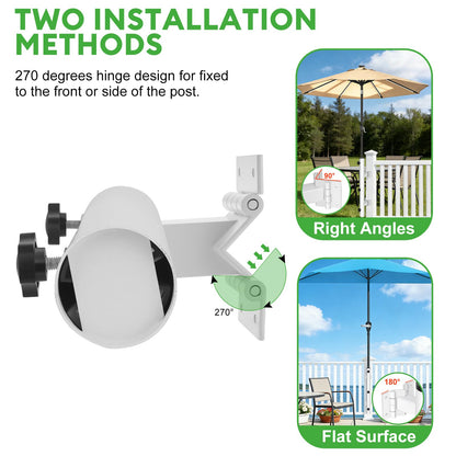 Lalafancy Post Umbrella Holder for Deck Railing, Adjustable Deck Umbrella Mount Outdoor Attachable to Balcony Railing Mounting Brackets Clamp Clip on Porch, Courtyard, Fits 4x4 Post
