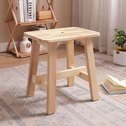 Lestar Wooden Stools,Rectangular Solid Wood Stool, Small Wood Stool 18" Height for Living Room, Kitchen, Bathroom