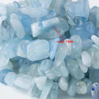 35 inches Chip Stone Loose Gemstones Beads Drilled Strand for Jewelry Making (Aquamarine)