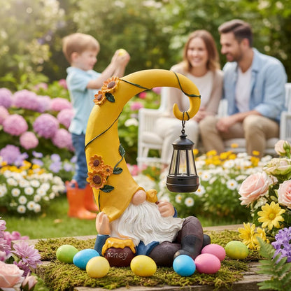 Lavezee Garden Gnomes Outdoor, Spring Gnome Statue with Solar Lantern for Yard, Patio, Lawn Graden Decor, Funny Gnome Gifts for Mom Grandma Women