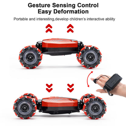 YEMIAI Gesture Sensing RC Stunt car, 4WD Drive Watch Remote-Controlled Vehicle, Bidirectional Drifting Off-Road Vehicle with Music and Lights Toys for Boys,Presents for Kids 4-12 Old
