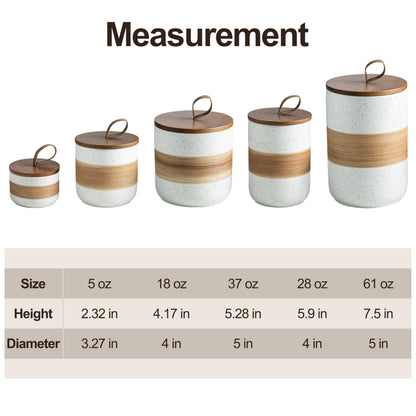 Miamolo Ceramic Jar with Lid, Coffee Container Kitchen Food Storage Jars for Spice Sugar Tea Bag, Stackable Decorative Jars for Countertop, White & 18 fl.oz