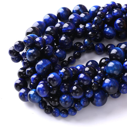Natural Stone Lapis Blue Tiger Eye Beads Round Loose Spacer Beads for Jewelry Making DIY Bracelet Necklace 6mm 61pcs
