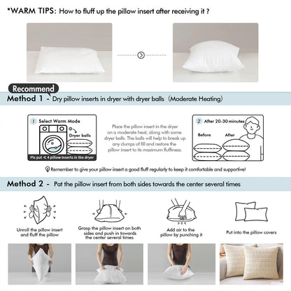 MIULEE Throw Pillows Inserts, Pack of 2 18x18 Inch 100% Virgin Fiber Filling Bed Couch Pillows