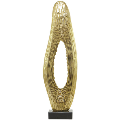 Deco 79 Aluminum Metal Abstract Decorative Sculpture Teardrop Home Decor Statue with Black Base, Accent Figurine 15" x 5" x 50", Gold