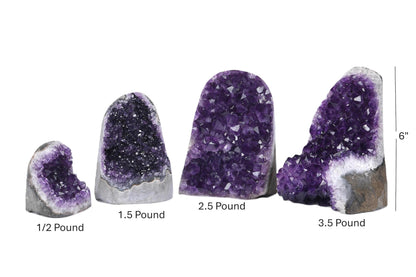 Premium Amethyst Geode Stone Crystal Cluster .5 - .75 Pound Geode - Each Piece is Unique & Natural - Raw Healing Crystal Rock from Uruguay - Deep Purple Decoration - FREE 3" Selenite Wand