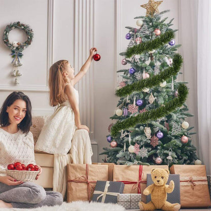 CCINEE 33ft Artificial Pine Garland, Green with, Perfect for Christmas Decor, Home Decor, Wedding, and More