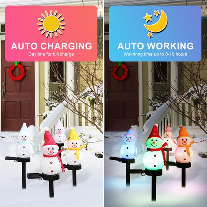 Outdoor Christmas Decorations 2025-Christmas Light Stakes for Yard-Snowman Solar Lights-Snowman Christmas Ornaments for Yard Garden Lawn Landscape Patio Walkway Decor