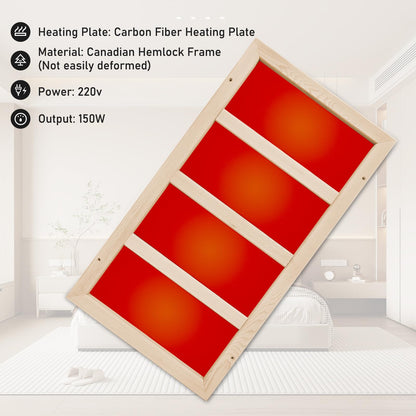 iDOTODO 150 Watt Infrared Sauna Heater 220V, Sauna Accessories, Carbon Fiber Heating Plate for Wooden Indoor/Outdoor Sauna Room (25.19"x13.38"x1.18", 220V)