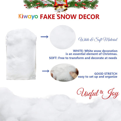 Fake Snow Fluff for Cotton Snow Christmas Village Blanket Winter Wonderland Decorations- Artificial Decorative Snow/Faux Clouds for Crafts Miniature Scene, Indoor Party Office DIY Décor (6oz)