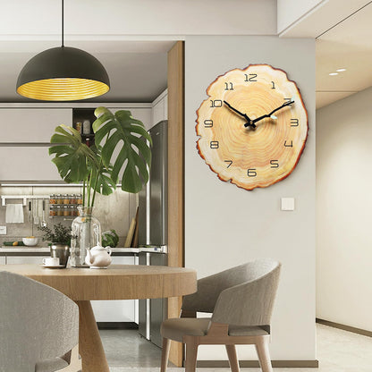 Funsec 12 Inch Annual Ring Wall Clock - Wood Grain Stump Clock with Arabic Numerals - Battery Powered, Silent Quartz Movement - Decorative for Home, Living Room, Office - Size: 10.55"W x 11.88"H