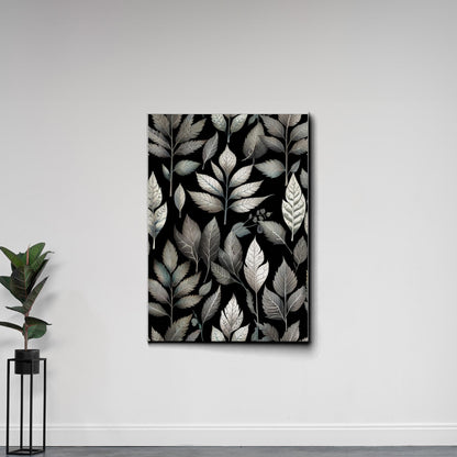 Canvas Print Scandinavian Folk Art Black and Beige Abstract Botanical Wall Art for Scandinavian Home Decor Decor Canvas, Wall