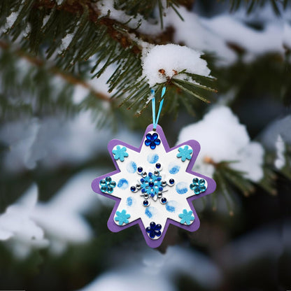 MLOLM 30 Sets Thumbprint Snowflake Craft Kit Christmas Thumbprint Ornament Kit Make Your Own Snowflake Sticker for Winter Christmas Frozen Home Activities Party Favors
