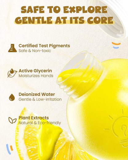 JUPITEARTH 10 Colors Washable Paint Set for Kids Ages 3-6, 4.06oz(120ml), Non-Toxic, Includes Brushes, Cups and Apron, Creative Gift for Toddlers and Preschoolers