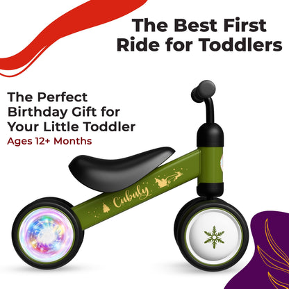 Cubuly Green Baby Balance Bike for 1-3 Year – First Birthday Boy Girl Gifts 12-36 Month Mini Bike|Colorful Lighting Wheels|Ride on Toys |Toddler Balance Bike 1-3 Indoor/Outdoor