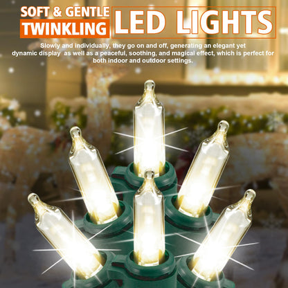 100 LED Slow Twinkle Lights, Soft Twinkling Christmas String Lights, UL Certified 27 Ft, Connect Up to 25 Sets, Indoor & Outdoor Christmas Decorations
